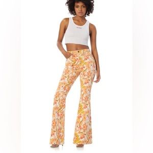 AFRM SLIM FLARE JEAN RETRO FLORAL PRINT